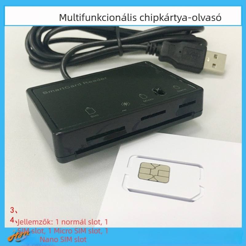 MCR3516 USIM kártya író-olvasó USB-csatlakozással | ISO7816 érintkezős kártya, 4 MHz, olvasási sebesség akár 420 kbps, nano-SIM és micro-SIM támogatás
