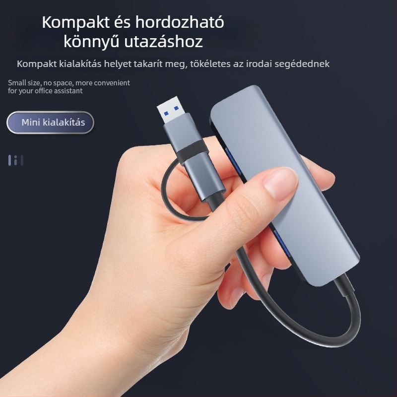 USB-C laptop híd 4 porttal, USB 2.0, SD-kártya támogatás, beépített kialakítás, súly 0,085 kg (USB 2.0; 4 porttal; SD-kártya támogatás; beépített kialakítás; súly 0,085 kg)