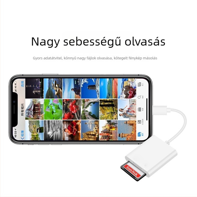 iPhone OTG kártyaolvasó adapter kábel SD/TF memóriakártyákhoz
