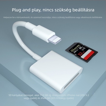 Yinhe BL-006 SD-kártyaolvasó Lightning és USB-C-kompatibilitással Apple, Android és PC számára