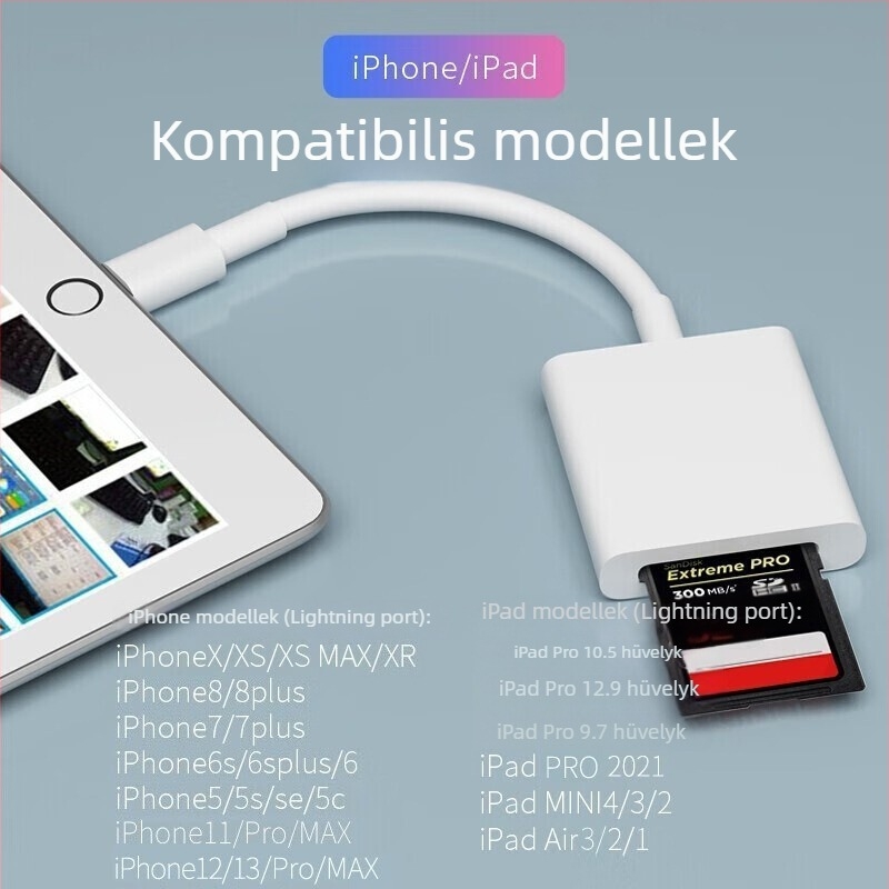 Yinhe BL-006 SD-kártyaolvasó Lightning és USB-C-kompatibilitással Apple, Android és PC számára