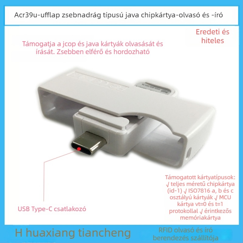 ACR39U-NF Hordozható USB-C EMV chipkártya olvasó és író