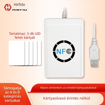 NFC-122U Hozzáférés-ellenőrző kártyaolvasó 13,56 MHz, IC/NTAG kompatibilitás, Modell 122, érzékelési távolság 1–6 cm, olvasási idő 1