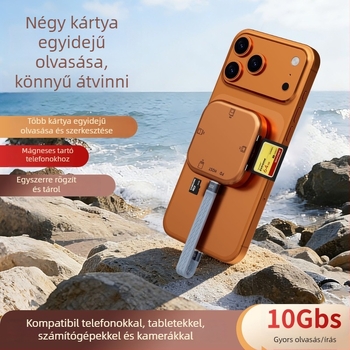 2026 Mindenegyben USB-C kártyaolvasó iPhone-hoz – CF/SD/SDHC/TF kártyák támogatása; külső telepítés; ABS ház; OEM-kompatibilis
