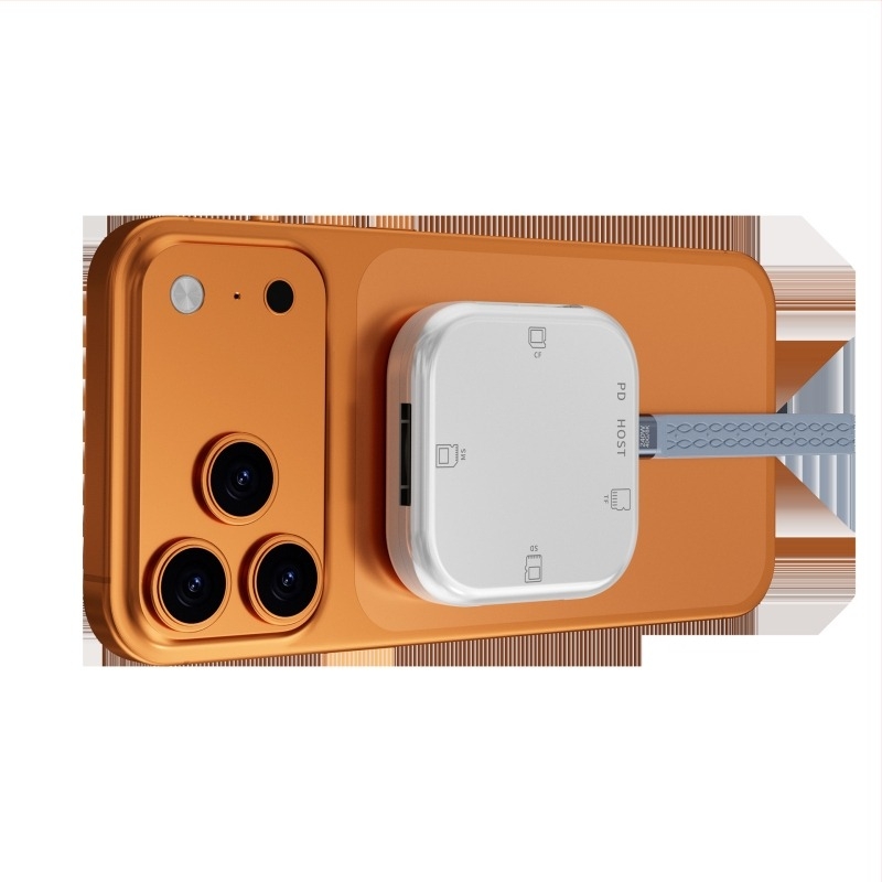 2026 Mindenegyben USB-C kártyaolvasó iPhone-hoz – CF/SD/SDHC/TF kártyák támogatása; külső telepítés; ABS ház; OEM-kompatibilis
