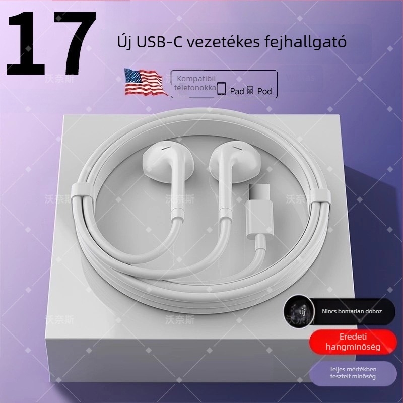 Xu yan in-ear vezetékes fülhallgató Type-C interfésszel, iPhone 15/16-hoz, eredeti, testreszabható