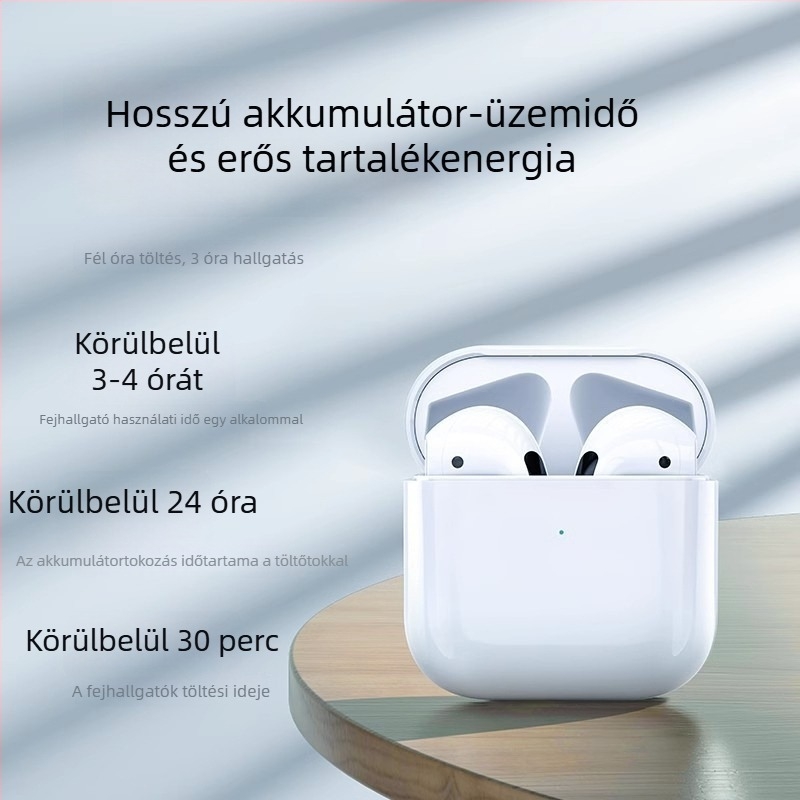 Érintésérzékelős Bluetooth vezeték nélküli fülhallgatók, sztereó hang, 15 m hatótáv, akkumulátor 0–4 óra
