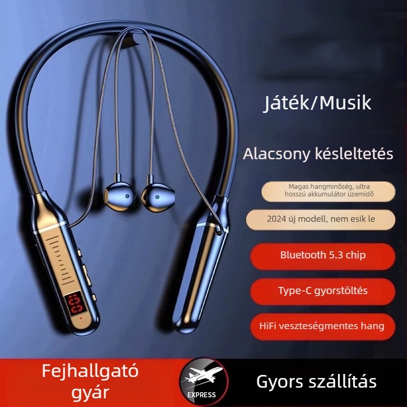 Nyakpántos True Wireless fülhallgatók, in-ear kialakítás, Bluetooth 5.0, üzemidő >8 óra, hatótávolság 10 m