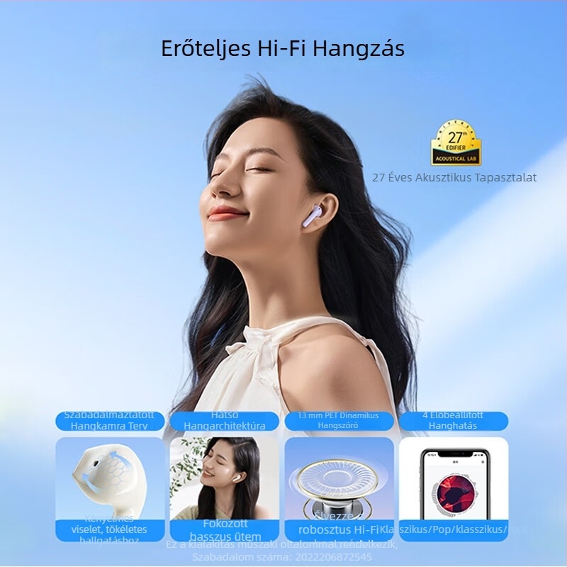 Edifier Flower Re-Zero Air valódi vezeték nélküli Bluetooth in-ear fülhallgatók, hatótáv 20 m, BT 4.0, üzemidő több mint 8 óra