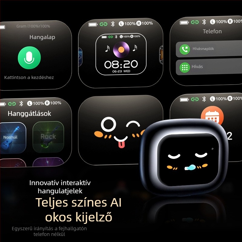 AI intelligens egyidejű fordítású Bluetooth headset fül-kötős kivitelben, felvétel és átirat, Android/iOS, Bluetooth 5.4, 400mAh, 45g, érintéses + gombos vezérlés, 2025 modell