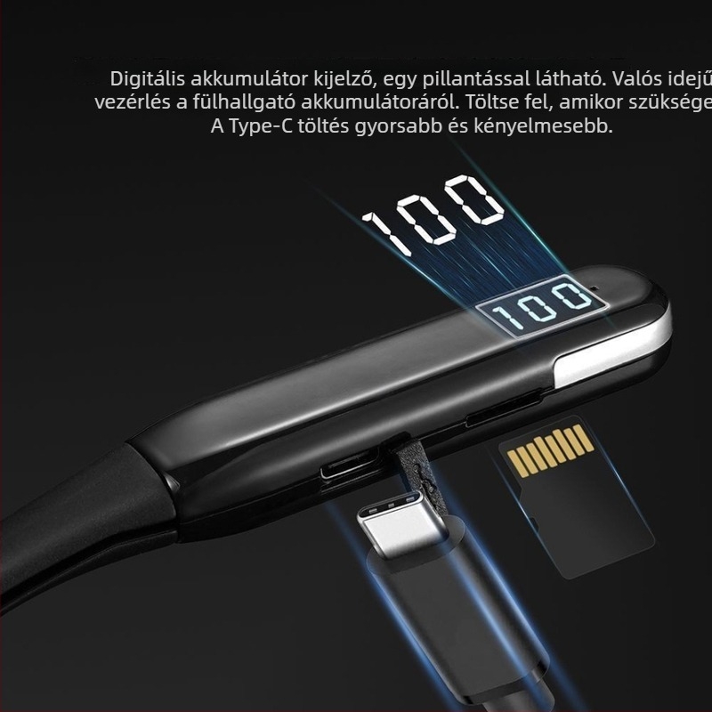 Bluetooth nyakpántos sport fülhallgató, hosszú üzemidő, sztereó hangzás