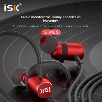 Isk Sem6S vezetékes, fülbe helyezhető Hi‑Fi monitorozó fejhallgató 3,5 mm csatlakozó