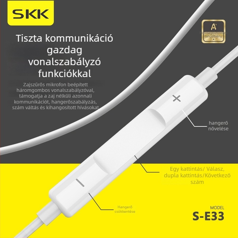 SKK USB-C kábeles fülhallgató mikrofonnal, HiFi hangzás, OEM feldolgozás, IP együttműködés
