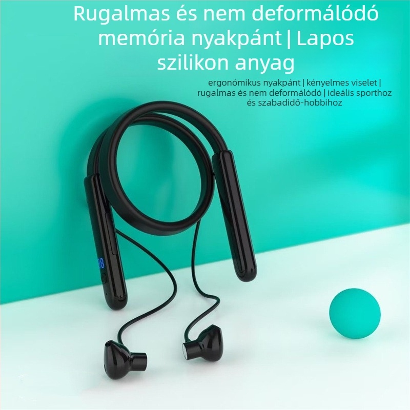 Nyakba akasztható vezeték nélküli Bluetooth headset 5.0, sztereó, 10 m hatótávolság, 8+ óra üzemidő
