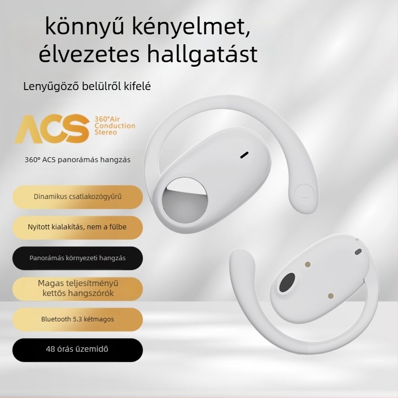 Cyboris vezeték nélküli Bluetooth fülhorgos fejhallgató, nyílt fülű hangátvitel, sporthoz, 10 m hatótáv, IPX5, BT 5.3, 8+ órás üzemidő