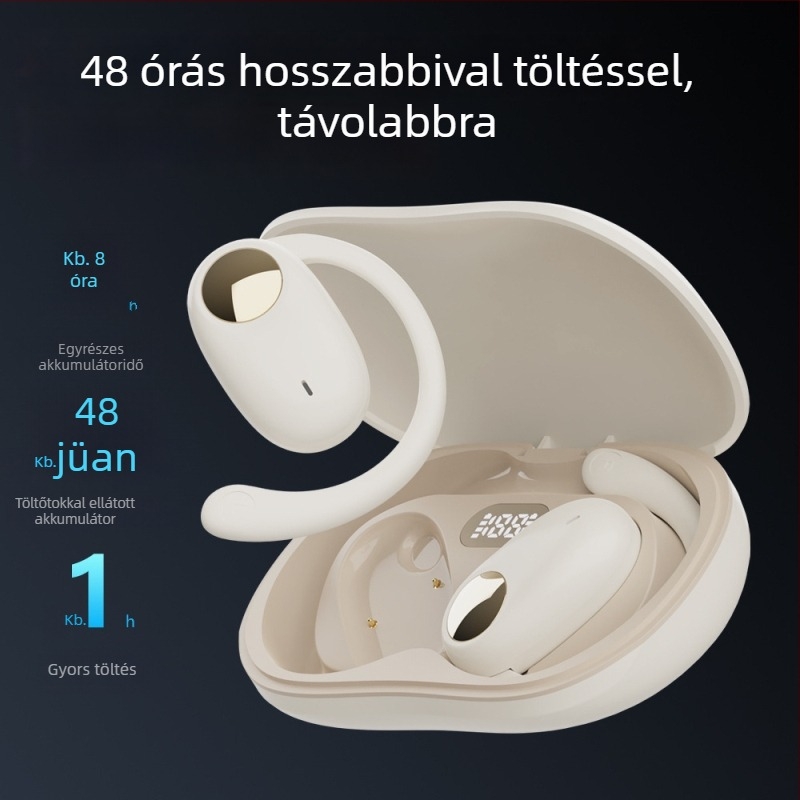Cyboris vezeték nélküli Bluetooth fülhorgos fejhallgató, nyílt fülű hangátvitel, sporthoz, 10 m hatótáv, IPX5, BT 5.3, 8+ órás üzemidő