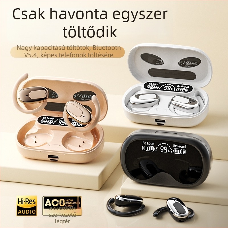 Nyitott dizájnnal rendelkező vezeték nélküli Bluetooth sportfülhallgatók, sztereó, Bluetooth 5.4, 15 m hatótávolság, akkumulátor-üzemidő több mint 8 óra