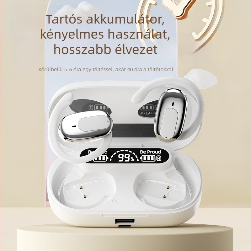 Nyitott dizájnnal rendelkező vezeték nélküli Bluetooth sportfülhallgatók, sztereó, Bluetooth 5.4, 15 m hatótávolság, akkumulátor-üzemidő több mint 8 óra