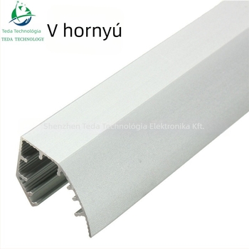 LED fénycsík ház V-alakú alumíniumcsatornával; anyag: alumínium; kompatibilis SMD patch-szel; feldolgozási technológia: igen