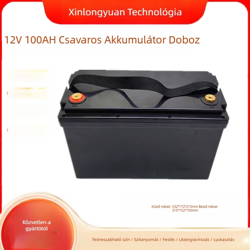 12V 100Ah csavaros típusú lítiumakkumulátor-ház, ABS anyag, vízálló, leválasztható