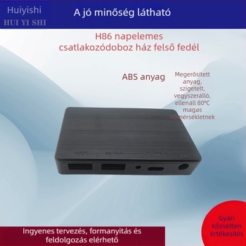 Napelemes összecsukható power bank kettős USB és DC-vel, Ty-C csatlakozó dobozban, műanyag ház, 86×51 mm, kültéri hordozható