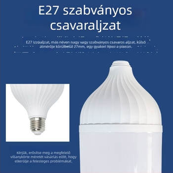 Műanyag bevonat alumínium T-bubble héj LEDIZZÓhoz, PP test, fényes felület; alkalmas alacsony feszültségű, magas nyomású és vészhelyzeti töltési alkalmazásokhoz. Márka: Zhongshan bilai
