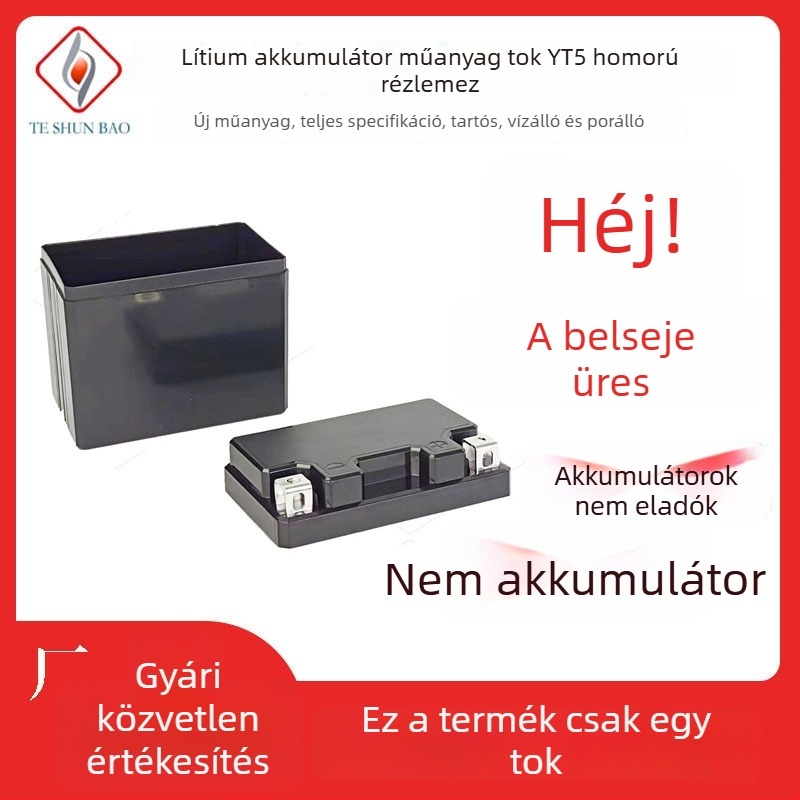 Motorkerékpár indító lítiumakkumulátor YTX5 ház, 12V 5Ah, integrált egyrészes műanyag tok