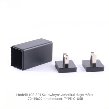 LCF-824 PD65W GaN töltőház, fix lábakkal, USB műanyag burkolat