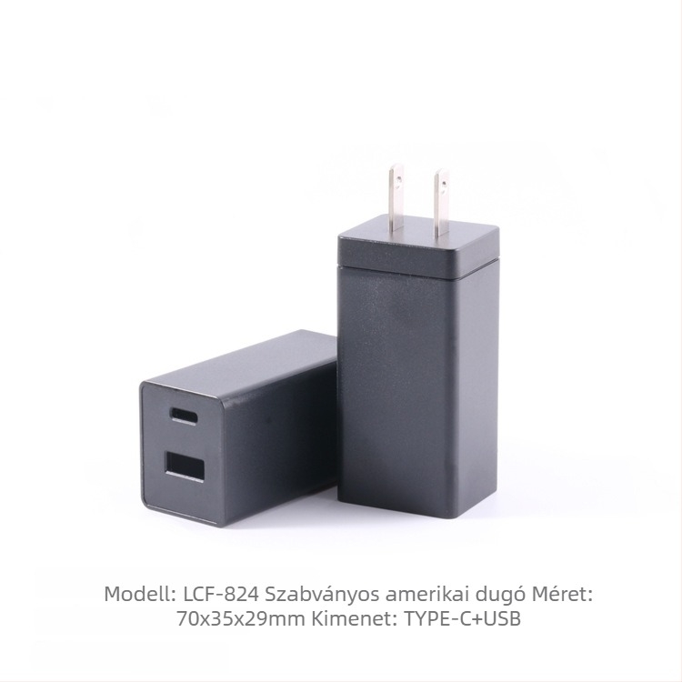 LCF-824 PD65W GaN töltőház, fix lábakkal, USB műanyag burkolat
