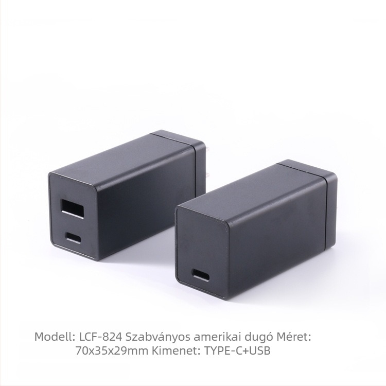 LCF-824 PD65W GaN töltőház, fix lábakkal, USB műanyag burkolat