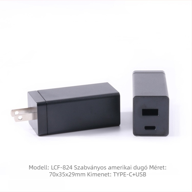 LCF-824 PD65W GaN töltőház, fix lábakkal, USB műanyag burkolat
