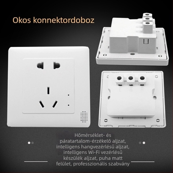 Beépített falba szerelhető 86-os típusú okos aljzat burkolat Wi‑Fi-vel, ZigBee grafiti Bee dizájn, hangvezérlés és hőmérséklet-szabályozás, ötlyukas aljzat burkolat