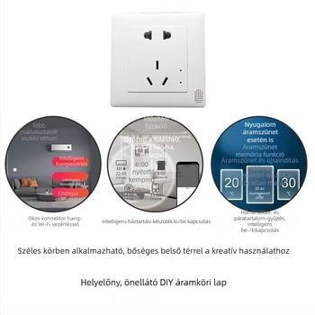Beépített falba szerelhető 86-os típusú okos aljzat burkolat Wi‑Fi-vel, ZigBee grafiti Bee dizájn, hangvezérlés és hőmérséklet-szabályozás, ötlyukas aljzat burkolat