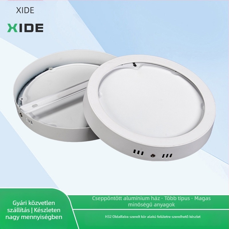 Kör alakú felületi LED-szett - öntött alumínium ház, modell XD-16-1, oldalsó világítás, fehér felületkezelés, 2835 LED forrás