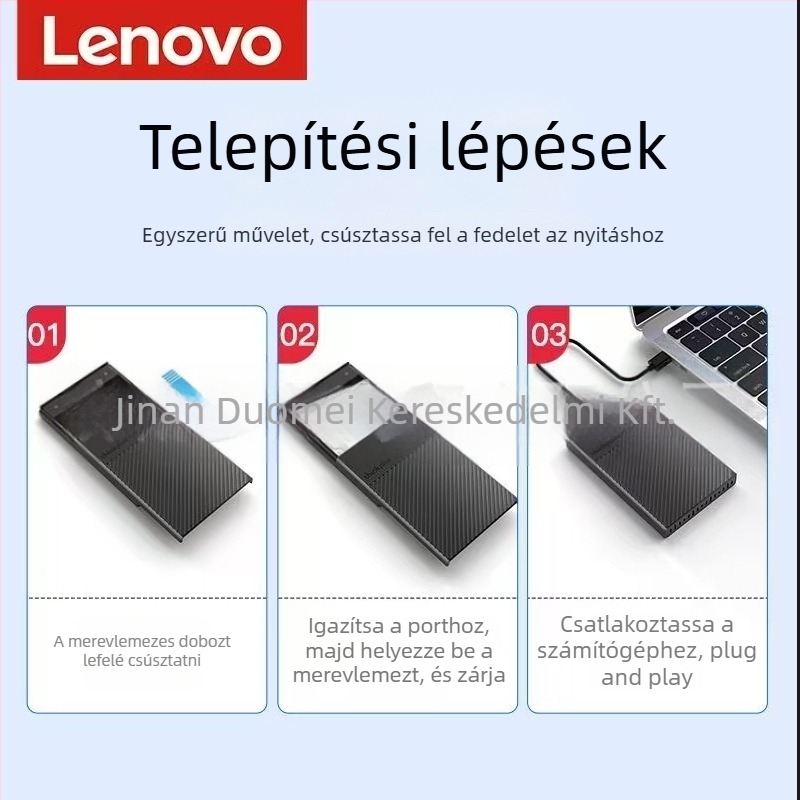 Lenovo K01-A USB 3.0 SATA külső merevlemez ház – alumínium ötvözet, 6TB támogatás