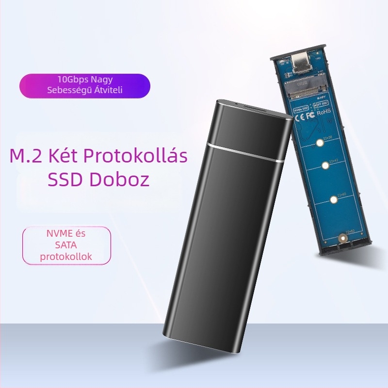 M.2 NVMe/SATA külső tok kettős protokollal, USB-C, 10 Gbps, alumínium, 2 TB, modell Yph03
