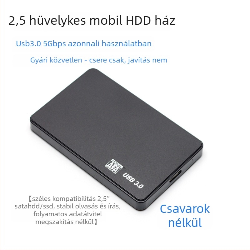 H20U USB 3.0 2,5 hüvelykes SATA SSD/HDD külső tok, ABS burkolat, OEM feldolgozás, egyedi csomagolás támogatott