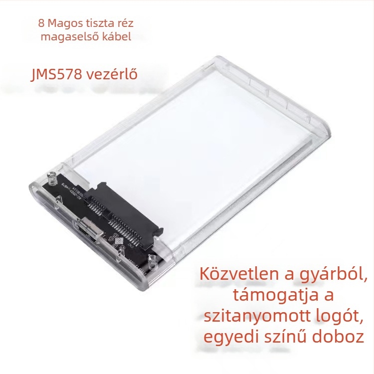 USB 3.0 átlátszó külső merevlemez-ház SATA HDD/SSD-hez