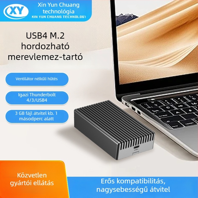 USB4 M.2 NVMe SSD tok Thunderbolt 4/3-kompatibilitással, alumínium ötvözet, 8TB, 40Gbps