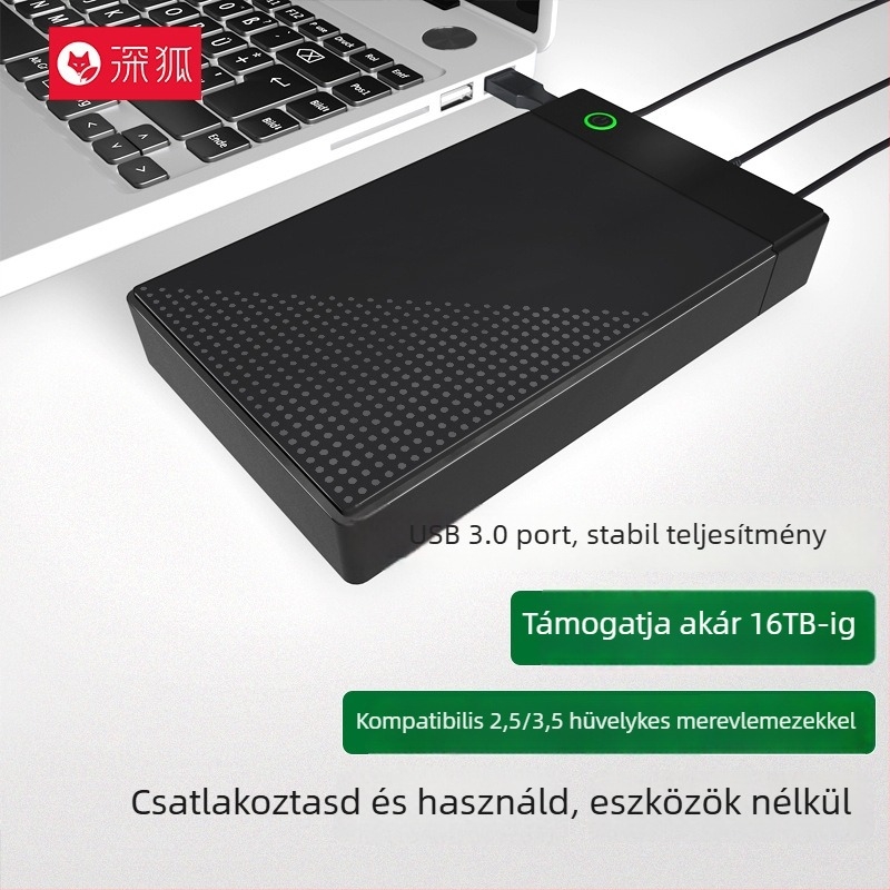 3,5/2,5 hüvelykes külső merevlemez-ház, USB 3.0 5 Gbps-ig, ABS burkolat, támogatja akár 16 TB-ig, 1 év garancia