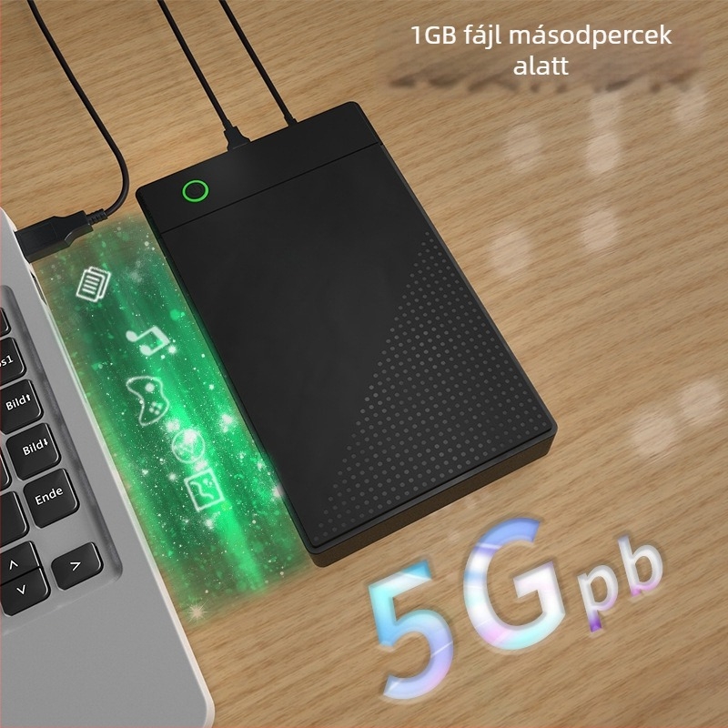 3,5/2,5 hüvelykes külső merevlemez-ház, USB 3.0 5 Gbps-ig, ABS burkolat, támogatja akár 16 TB-ig, 1 év garancia