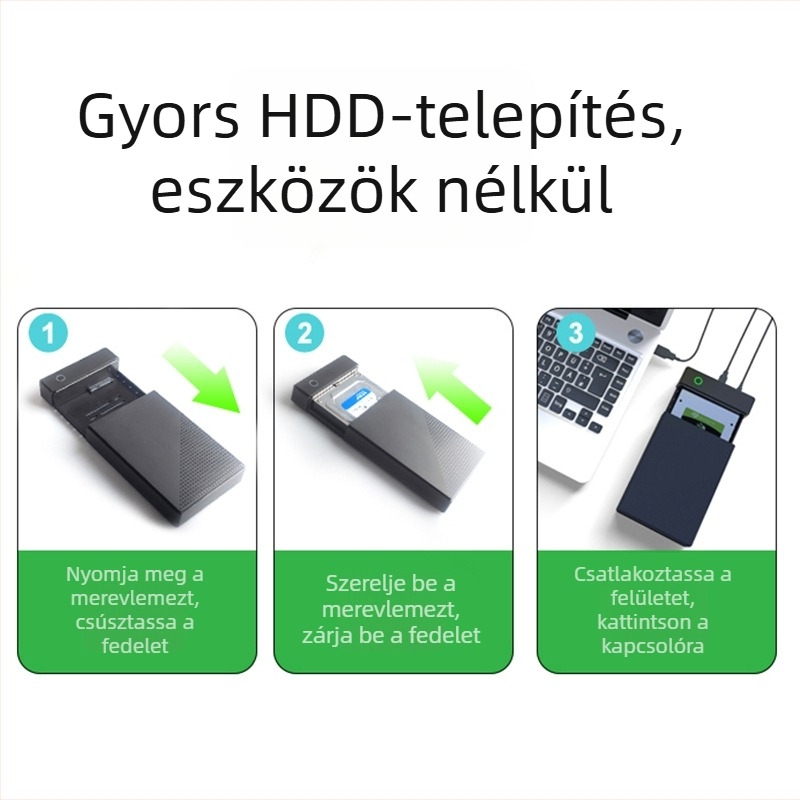 3,5/2,5 hüvelykes külső merevlemez-ház, USB 3.0 5 Gbps-ig, ABS burkolat, támogatja akár 16 TB-ig, 1 év garancia