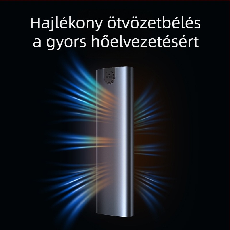 M.2 külső SSD kettős protokollal, USB 3.1 Type-C, alumíniumötvözetes hőelvezetés, 2 TB