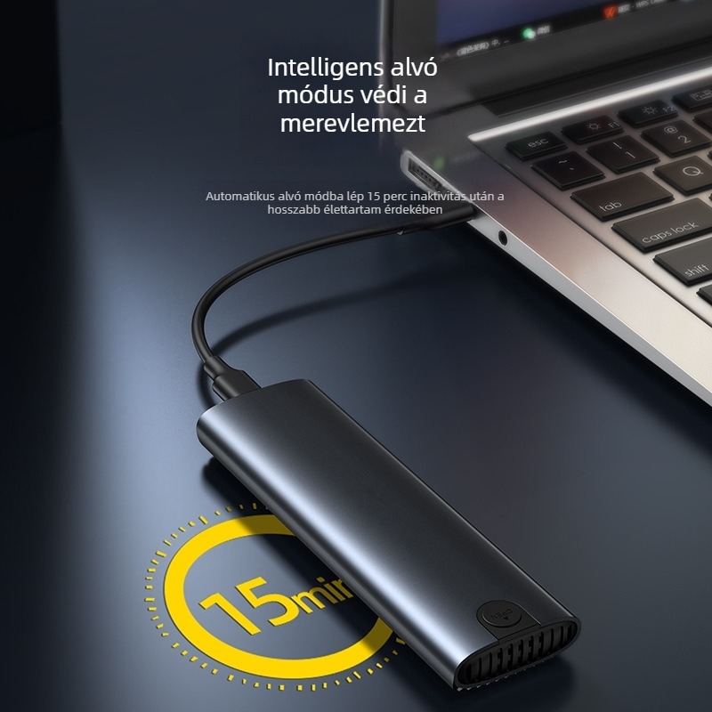 M.2 külső SSD kettős protokollal, USB 3.1 Type-C, alumíniumötvözetes hőelvezetés, 2 TB