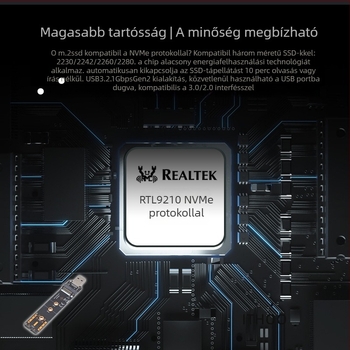 Liangteng ENCNVME-R33 NVMe M.2 ház USB 3.2 Gen2, USB Type-A interfész, akár 3TB-ig