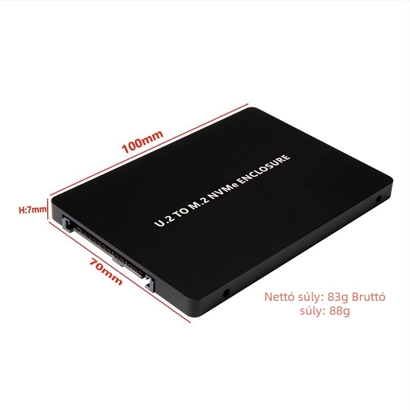 M.2–tól U.2-ig PCIe 3.0 NVMe adapterkártya – M-key, SFF-8639, CNC felületű alumínium ház U.2 SSD-hez