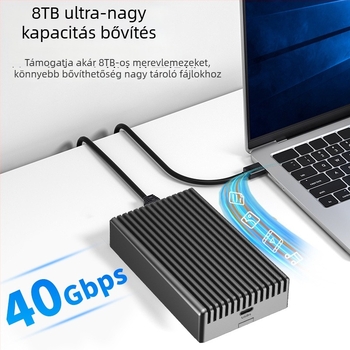 USB4 NVMe M.2 2280 külső ház, Thunderbolt 4/3, alumínium ötvözet, 8TB-ig, 40Gbps