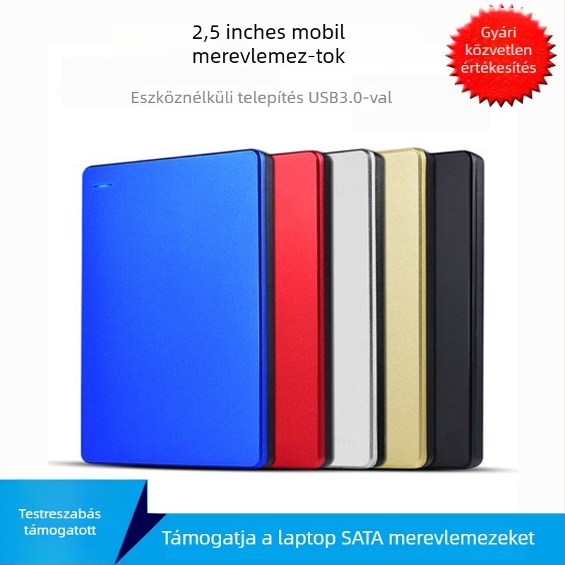 SATA külső merevlemez-ház USB 3.0, modell GSF-010, alumínium ötvözet, támogatja a 2 TB-ig