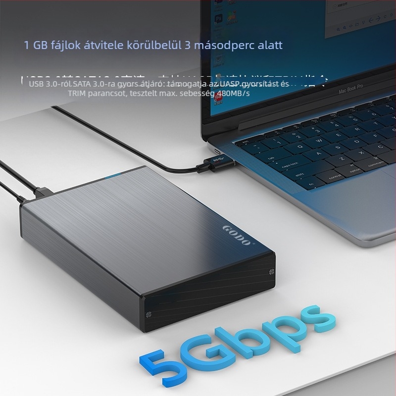 GODO USB 3.0 fém külső merevlemez tok, 3,5 hüvelyk, modell GD35612, OEM gyártás, kapacitás 16T