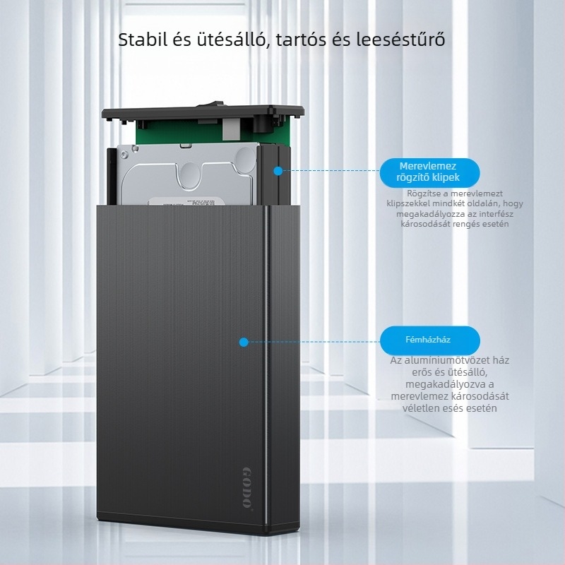 GODO USB 3.0 fém külső merevlemez tok, 3,5 hüvelyk, modell GD35612, OEM gyártás, kapacitás 16T